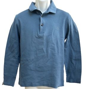 Pal Zileri Mens Cotton Long Sleeve Polo Shirt Casual Quarter Button Size Medium